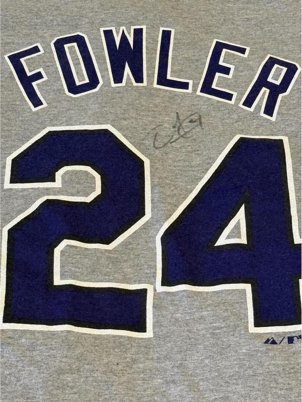 Colorado Rockies #24 Dexter Fowler Majestic Signed T Shirt‎ Jersey Youth Medium